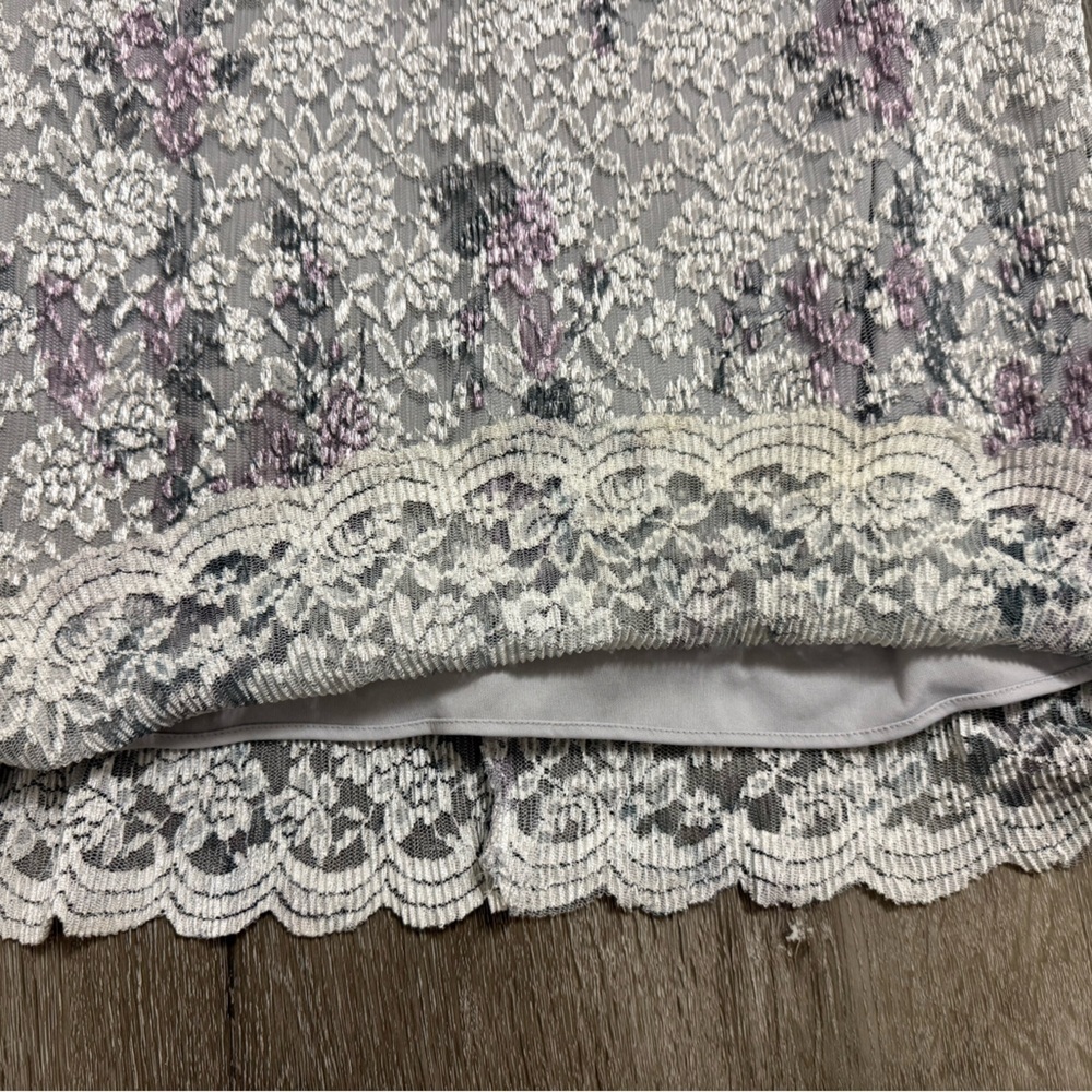 Vintage Sheri Martin Midi Floral Lace Dress Fairy Whimsigoth Purple Hoco 12 - Picture 7 of 13